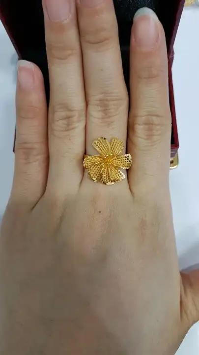 Cincin Dewasa Emas Asli Kadar 700 Model Bunga Kerawang Lazada Indonesia