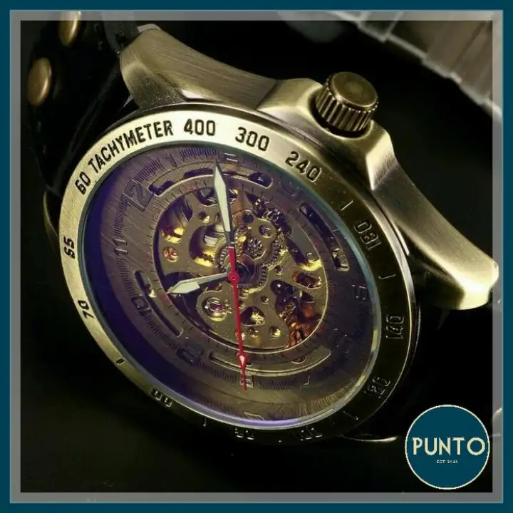 Jam Tangan Pria Antik Mekanik Automatic Hminan Sewor 067 Tali Kulit Lazada Indonesia