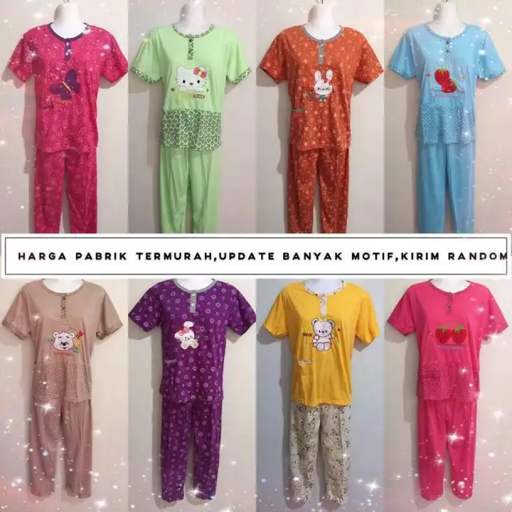 Grosir Baju Tidur Kaos Impor Stelan Dewasa CP Wanita/Piyama/Murah 