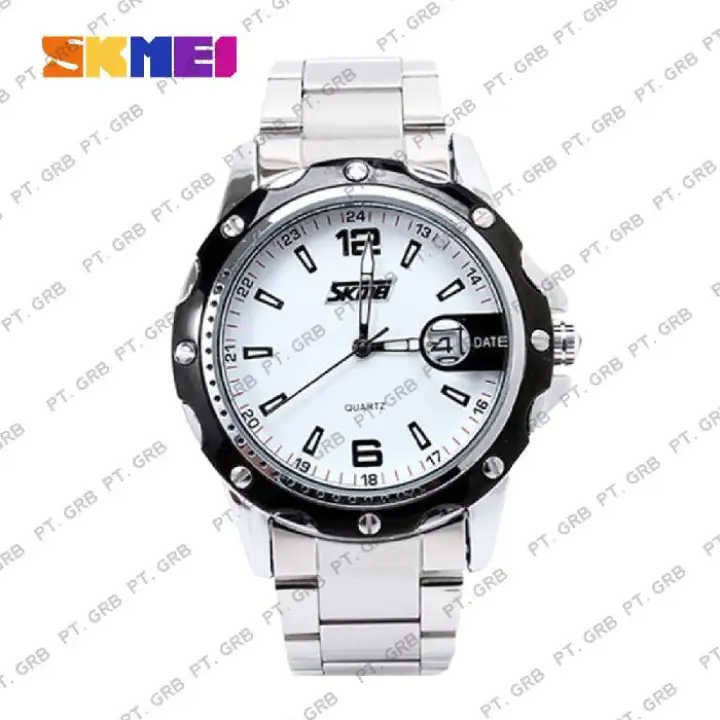 Jam Tangan Pria Analog Skmei 0992 White Stainless Water Resistant 30m Lazada Indonesia