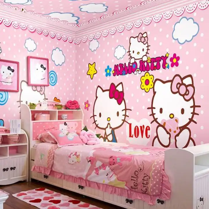 Shakira Shop Wallpaper Sticker Dinding Kamar Karakter Motif Hello Kitty Lazada Indonesia