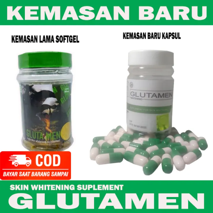 Ampuh New Kemasan Glutamen Skin Whitening Suplement Original Asli Pemutih Badan Wajah Pria Cepat