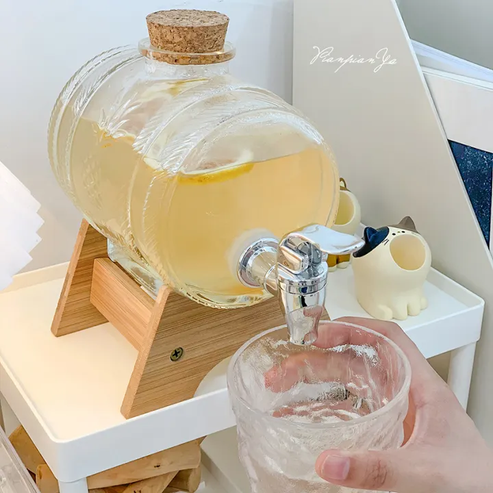 【Ready Stock】Dispenser Kulkas Mini Jus 1 Liter Kaca Tempat Jus Dispense Minuman Jus Kaca Jus Water Dispenser