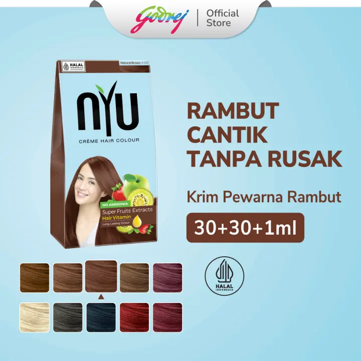 NYU Creme Hair Color Natural Brown 60ml - NYU Pewarna Rambut