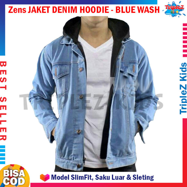 ZENS JAKET DENIM HOODIE Casual Pria 