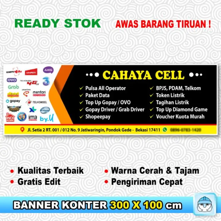 Banner Spanduk Konter Pulsa Jumbo 300x100 Cm Lazada Indonesia