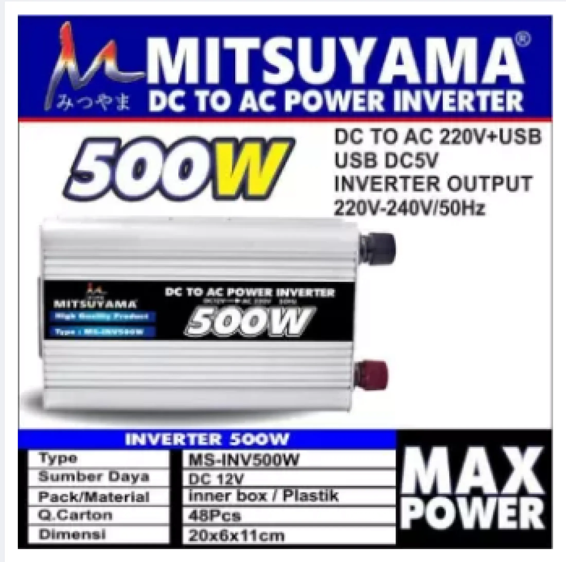 POWER INVERTER MITSUYAMA 500W DC TO AC