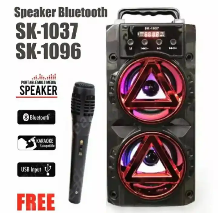 Speaker Karaoke Bluetooth SK-1037 Free Microphone USB Radio Extra Bass  Berkualitas Terbaik | Lazada Indonesia