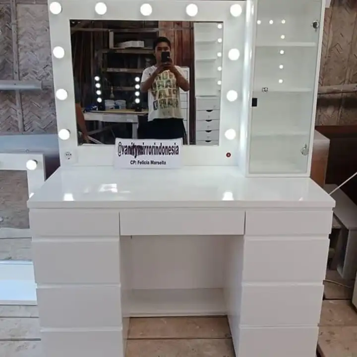 Vanity Mirror Table Meja Rias Lampu Kaca Rias Lampu 33 Lazada Indonesia