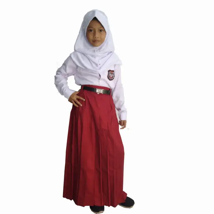 Baju Seragam Sekolah Sd Merah Putih Putri Lengkap Kerudung Lazada Indonesia