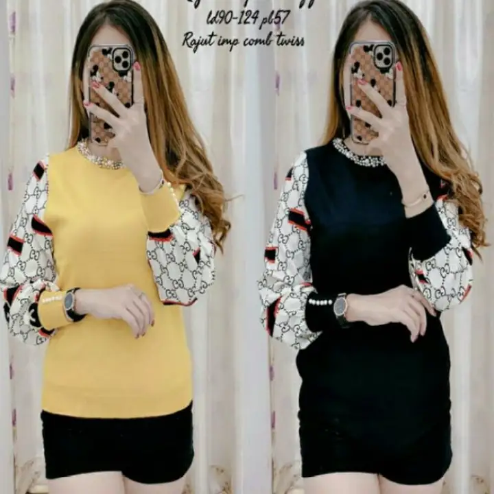 Baju Rajut Gucci Import Mutiara Lengan Panjang Kekinian Lazada Indonesia