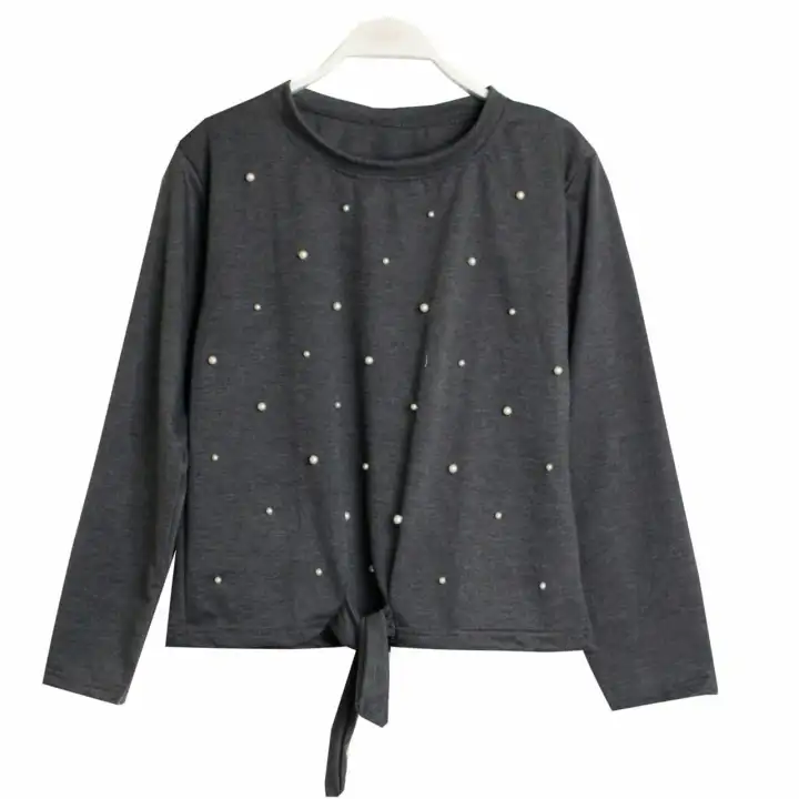 Zoe Blouse Mutiara Tali Depan Baju Wanita Kaos Wanita Lengan Panjang T Shirt Blouse Wanita Lazada Indonesia