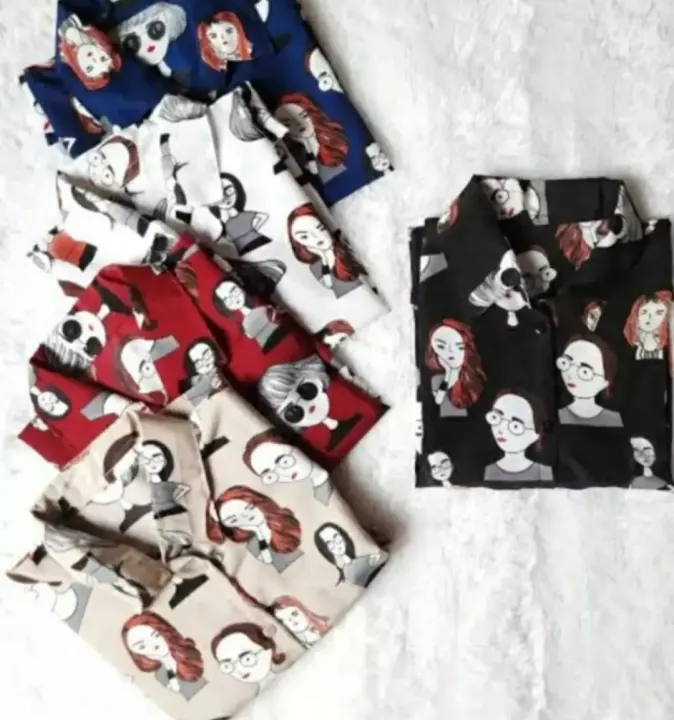 Terbaru Termurah Kemeja Wanita Retro Lengan Pendek Kemeja Motif Kartun Kemeja Lengan Pendek Atasan Wanita Kemeja Trendy Lazada Indonesia