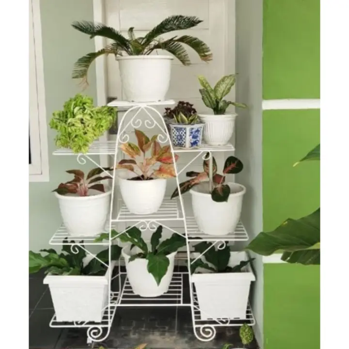 Rak Bunga Susun Besi Tanaman Hias Minimalis Bertingkat 9 Dudukan Standing Pot Model Curva Motif Lazada Indonesia