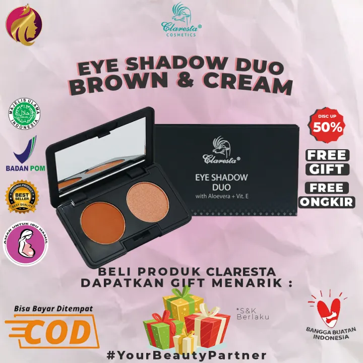 Claresta eyeshadow duo brown and cream Lazada Indonesia