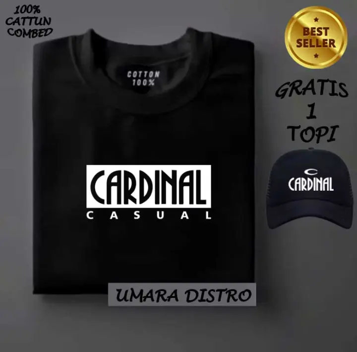 Beli Baju Gratis Topi Kaos Distro Lengan Pendek Cardinal Casual Text Putih  Premium Baju Pria Wanita Terkeren Dan Termurah