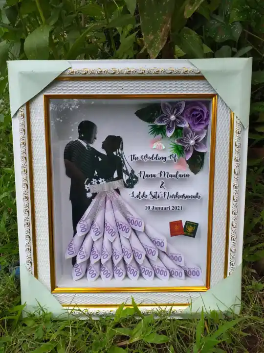 Mahar Kado Pernikah Simple Siluet Pasangan Sederhana Kombinasi Buku Nikah Bisa Request 37x42cm Lazada Indonesia