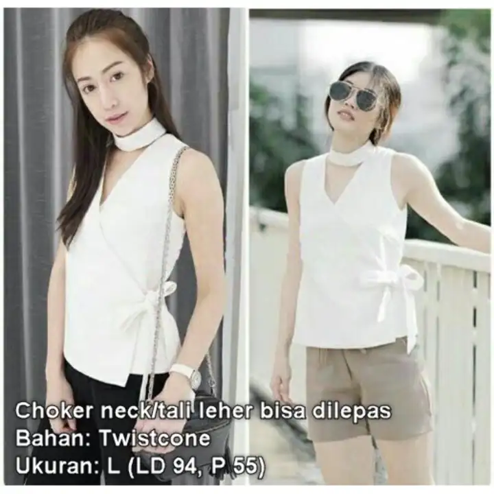 Choker Neck Kimono Blouse Tanpa Lengan Tali Pinggang Mfs324 Putih Baju Kemeja Wanita Tank Top Coker Atasan Cewek Blus Tangan Buntung Rompi Tanktop Yukensi Ikat Leher Rnkimonoribka Lazada Indonesia