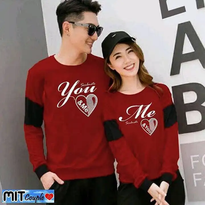 Baju Couple Lengan Panjang Kaos Pasangan Kopel Sweater Copel Capel Baju Kembar Soulmate Maroon Lazada Indonesia