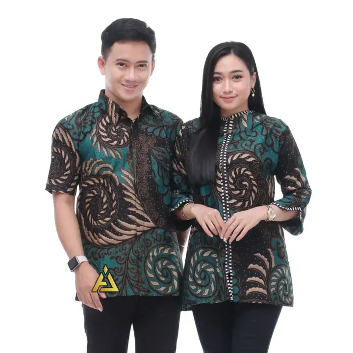 Atasan Baju Batik Couple Sarimbit Simple Warna Hijau Botol Tua Kondangan Pesta Kerja Kantor Murah Lazada Indonesia