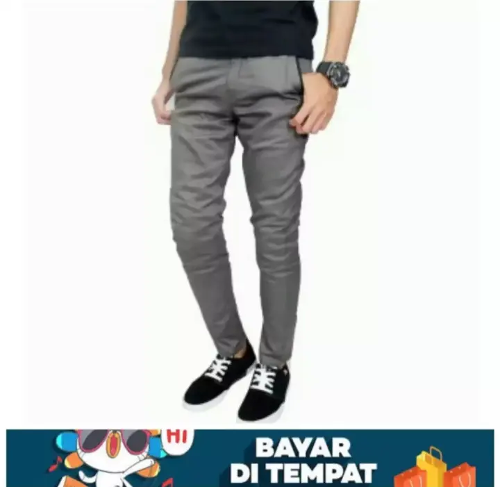 Celan Chino Warna Dark Grey Celana Panjang Chino Pria Lazada Indonesia