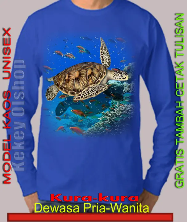 Kaos Gambar Kura Kura Laut Ukuran Dewasa Model Unisex T Shirt Dewasa Lengan Panjang Custom Satuan Gambar Kura Kura Lazada Indonesia