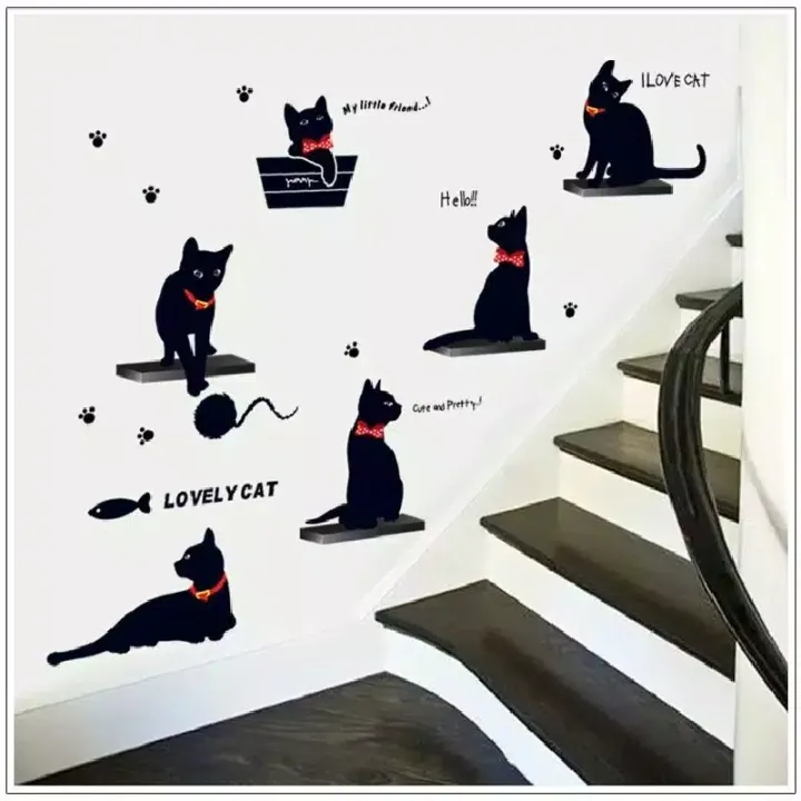 Sticker Dinding - Stiker Dinding Kucing Hitam - WallStiker Black 