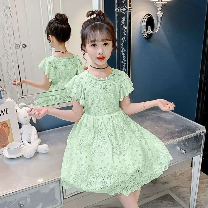 Baju Dress Anak Perempuan Gaun Pesta Princess Cewek Lengan Pendek Rok Panjang Bahan Renda Import Lazada Indonesia