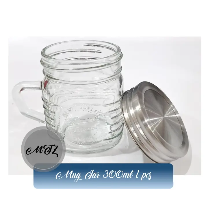 Gelas Mug Jar Mini Tutup Stainless Ekslusif 300 Ml 1pcs Gelas Kaca Tutup Stainless Gelas Kaca Gelas Set Cantik Gelas Kaca Lusinan Murah Gelas Kaca 1