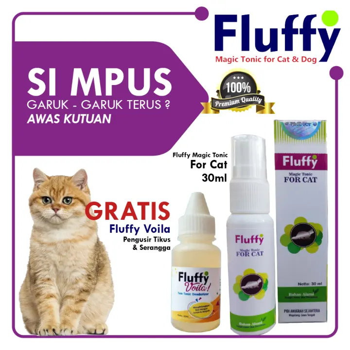 Obat Kutu Kucing Paling Ampuh Fluffy Cat 30ml Aman Dijilat Spray Semprot  Bahan Alami Tidak Ada Pestisida Kimia Bisa COD/Bayar ditempat