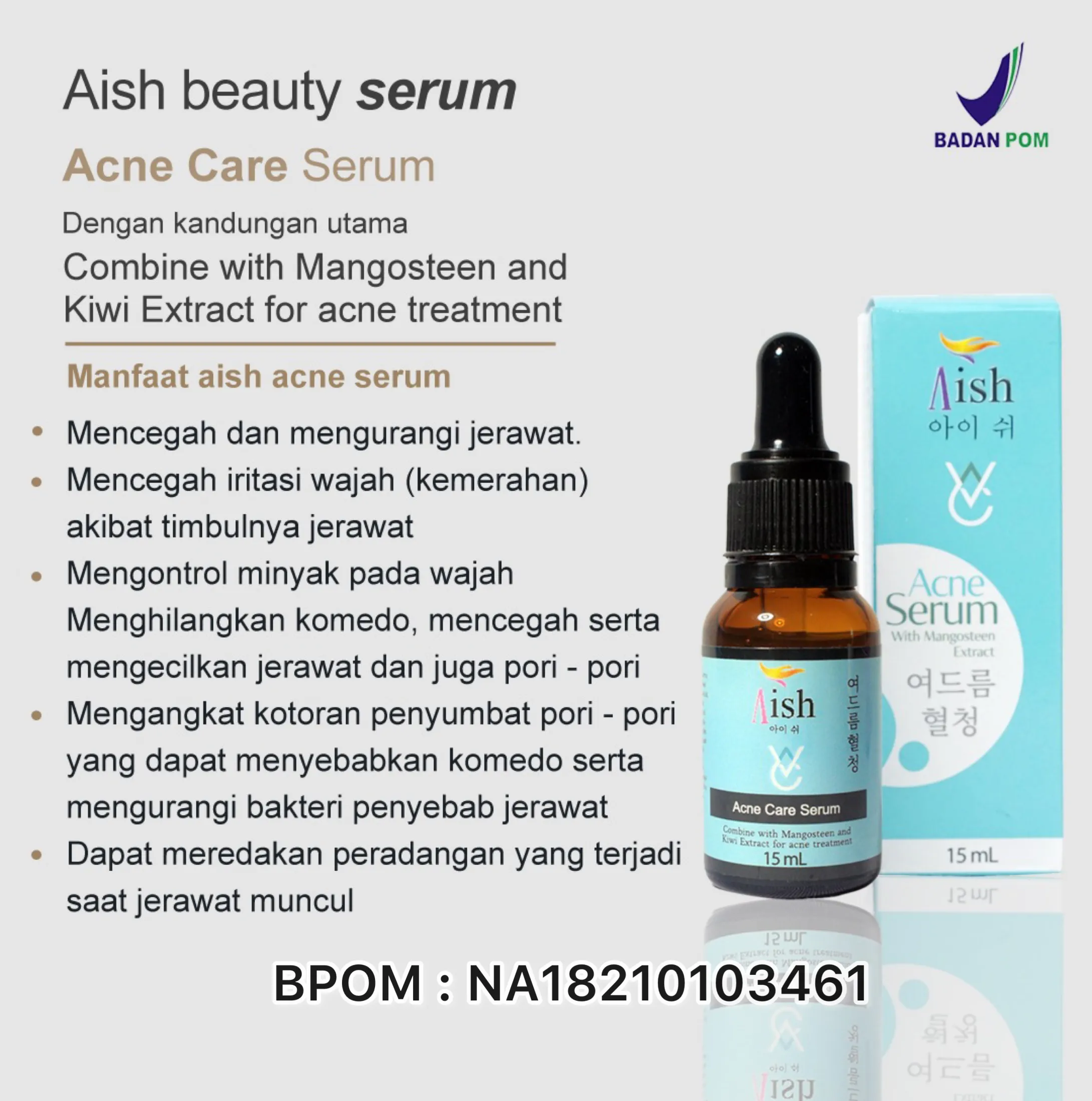 Aish Serum Acne Mengatasi Jerawat Kusam Pori Pori Lazada Indonesia