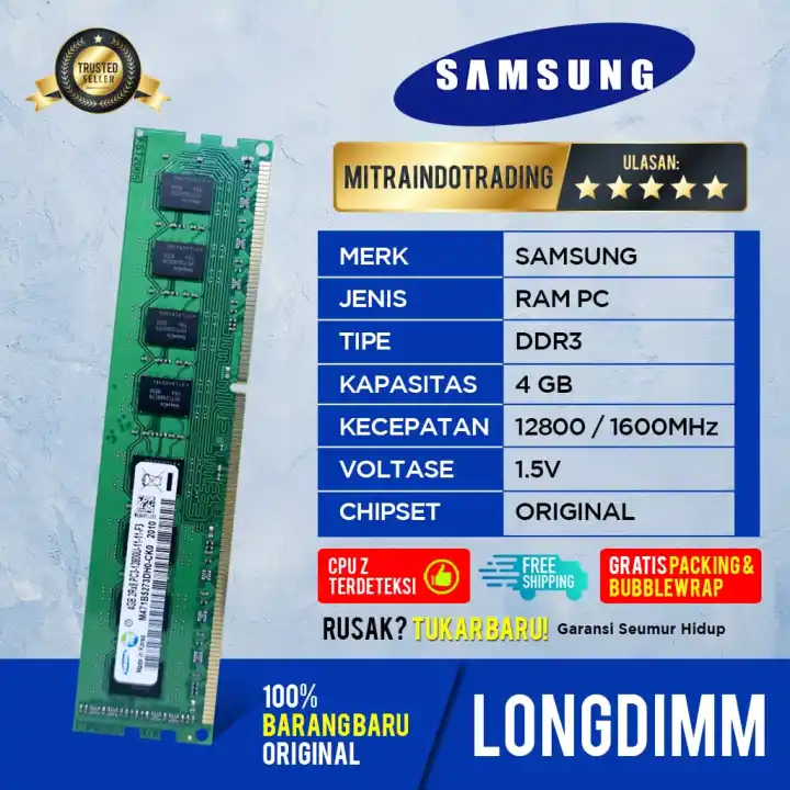 Ram Samsung Longdimm Ddr3 4gb Pc 1600 Mhz Lazada Indonesia
