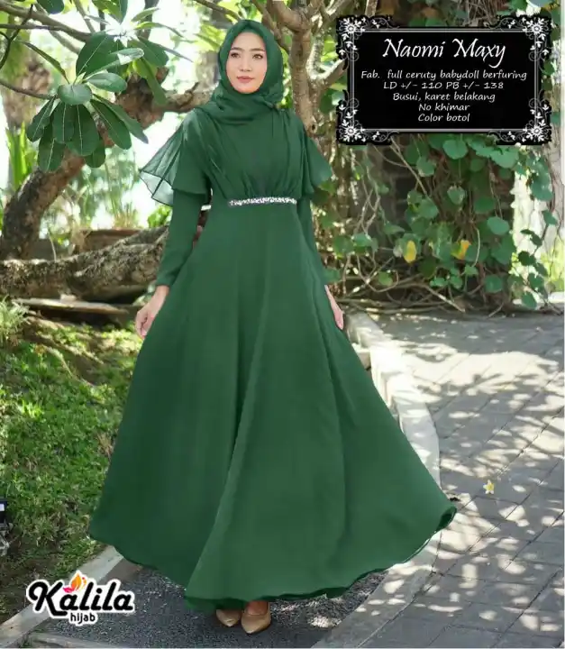 Gamis Naomi Maxy Full Ceruty Babydoll Furing Gamis Remaja Masa Kini Gamis Brokat Modern