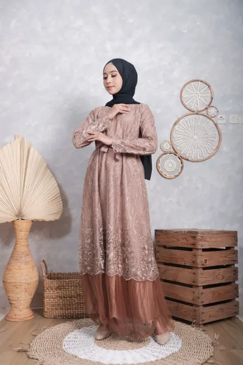 Cod Gamis Brokat Dress Brokat Muslim Dress Brokat Modern Dress Brokat Kombinasi
