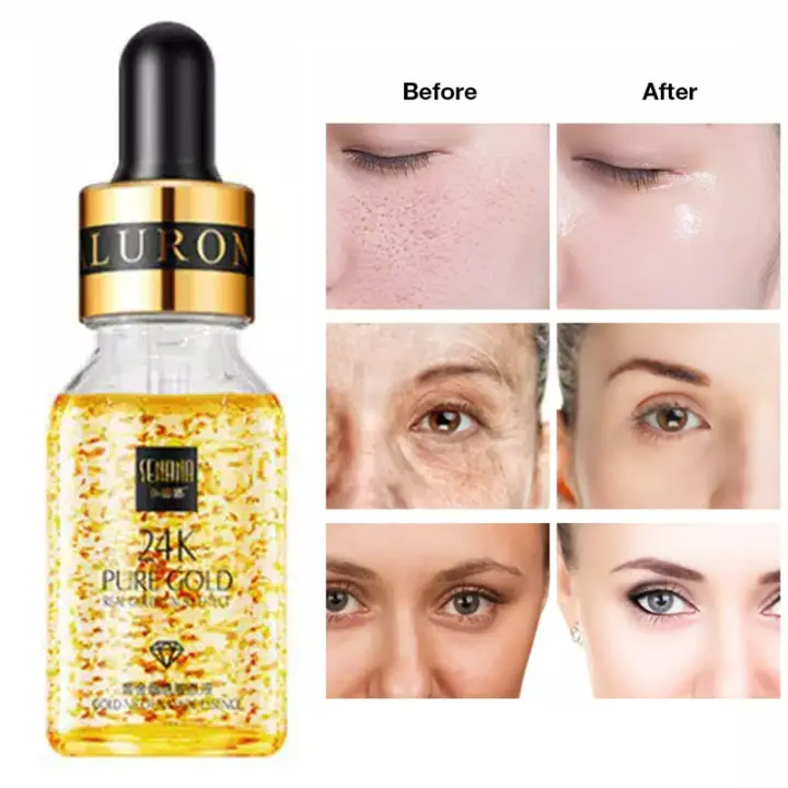 Serum Mengecilkan Pori Minyak Serum Wajah Mencerahkan Warna Kulit Emas Essence Anti Aging 24k Gold Serum Shrink Pore Brighten Nicotinamide Skin Care Lift Firming Essence Pelembab 15ml Lazada Indonesia