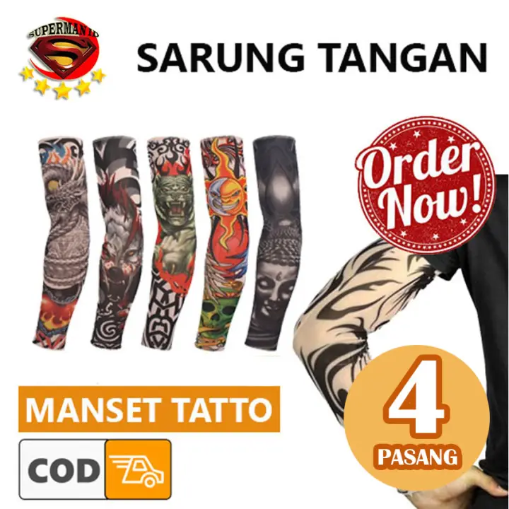 Promo 4 Pasang Tattoo Sleeve Sarung Tangan Lengan Tato Superman Id Manset Tattoo Arm Sleeve Manset Tato Random Motif Lazada Indonesia