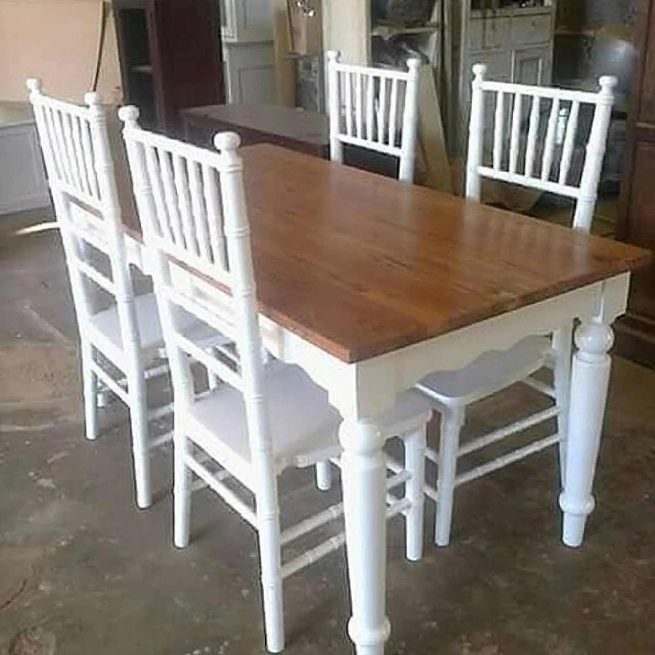 Meja Makan Tifany Cantik Warna Putih Kayu Jati Lazada Indonesia
