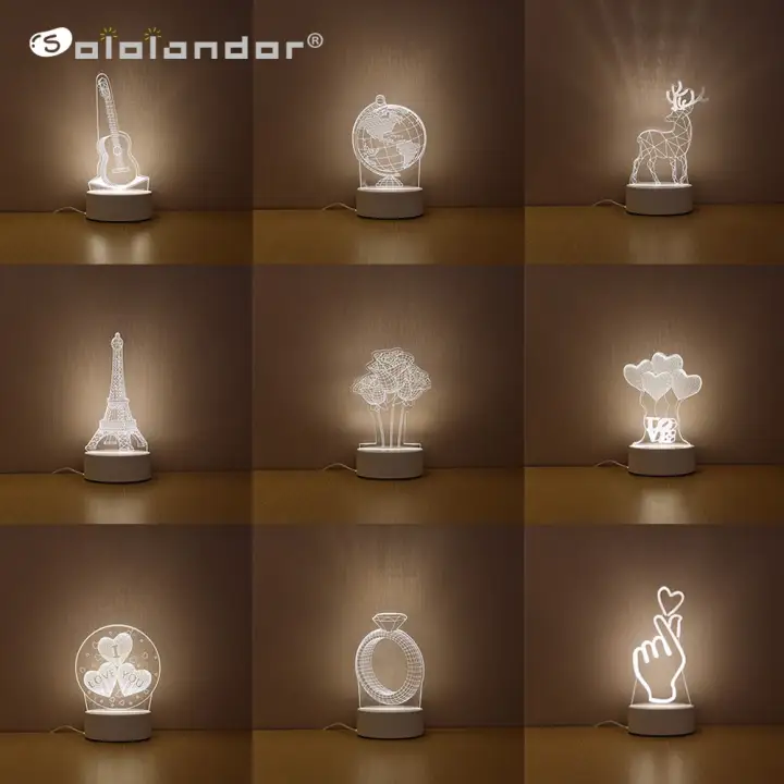 Lampu 3d Led Transparan Design I Love You Lampu Hias Kamar Tidur Lampu Tidur Unik 3d