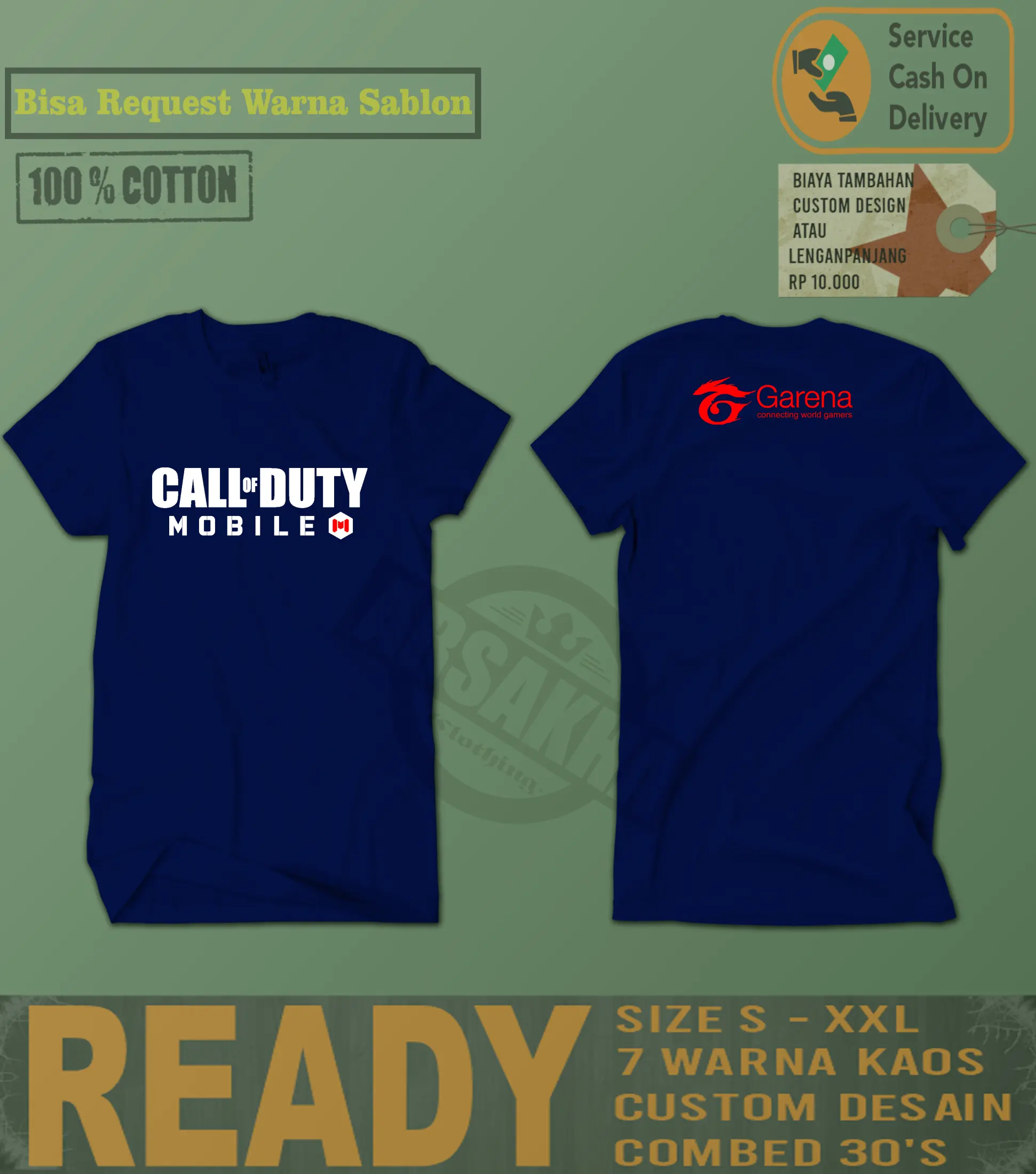 Kaos Baju Tshirt Distro Game Cod Call Of Duty Mobile With Garena Logo Terlaris Lazada Indonesia