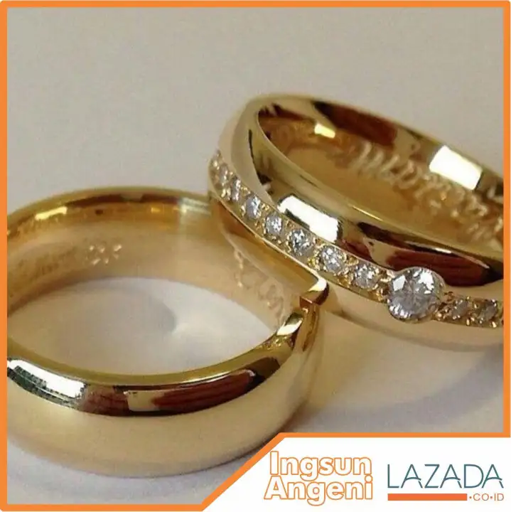 Cincin Kawin Nikah Tunangan Couple Microsetting Perak Lapus Emas Lazada Indonesia
