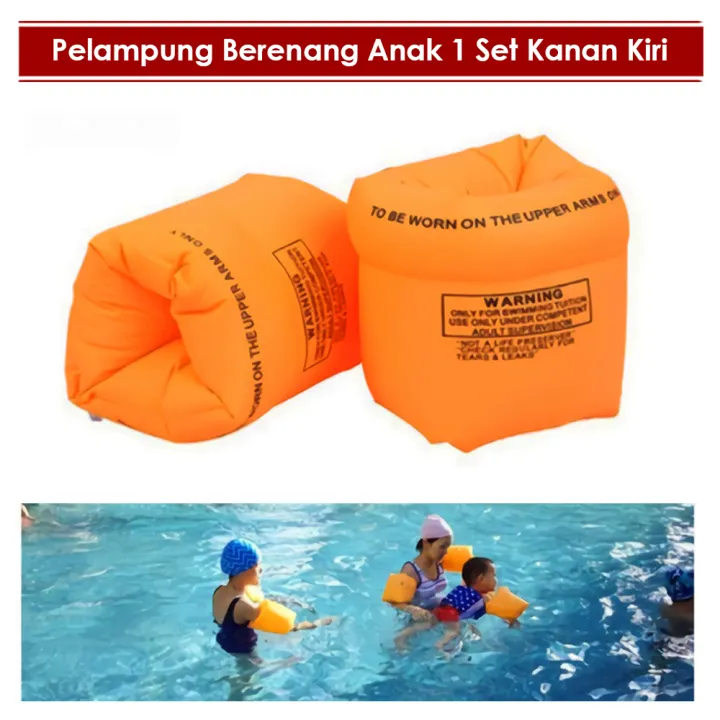 Pelampung Lengan Anak Dewasa 1 Set Kanan Kiri Alat Renang Inflatable Arm Band Rolls Up Orange Lazada Indonesia