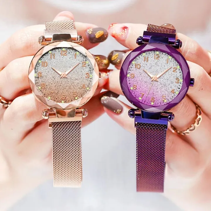 Jam Tangan Magnet Pelangi 2 Warna Jam Tangan Korea Jam Tangan Cewek Modis Md7100 Jam Tangan Fashion Wanita Lazada Indonesia