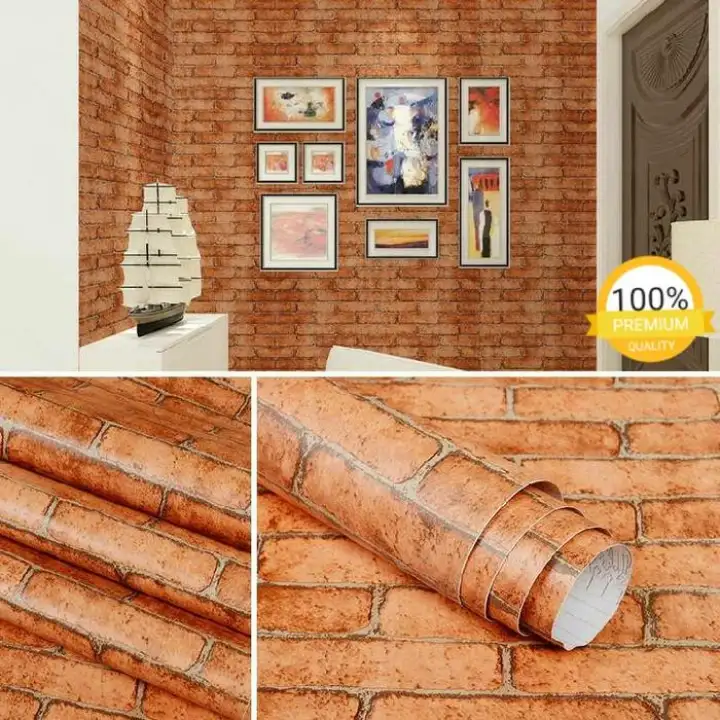 Wallpaper Dinding Stiker Bata Oren 45 Cm X 10 M Lazada Indonesia