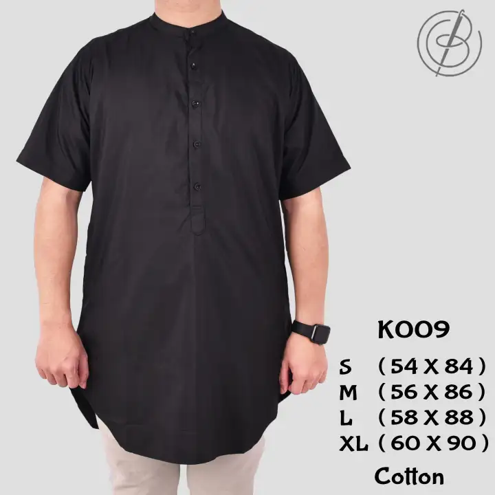 Kemeja Kurta Pakistan Lengan Pendek Koko Gamis Muslim Pria Hitam Polos Black Simple Termurah K009 Lazada Indonesia