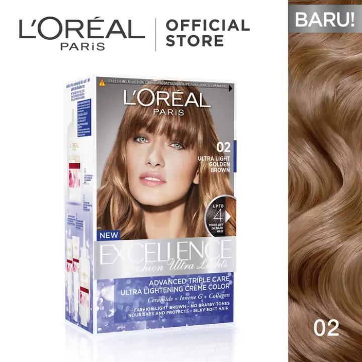 Loreal Paris Excellence Fashion Ultra Light 02 Golden Brown Coklat Keemasan Hair Color Cat Pewarna Rambut Lazada Indonesia