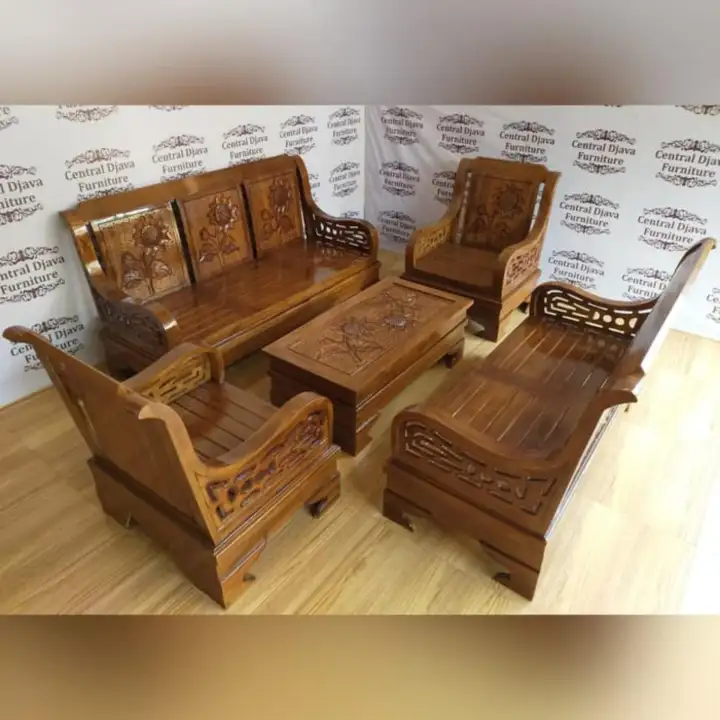 Kursi Meja Tamu Semut Blok Kayu Jati Minimalis Ukir Furniture Jepara Lazada Indonesia