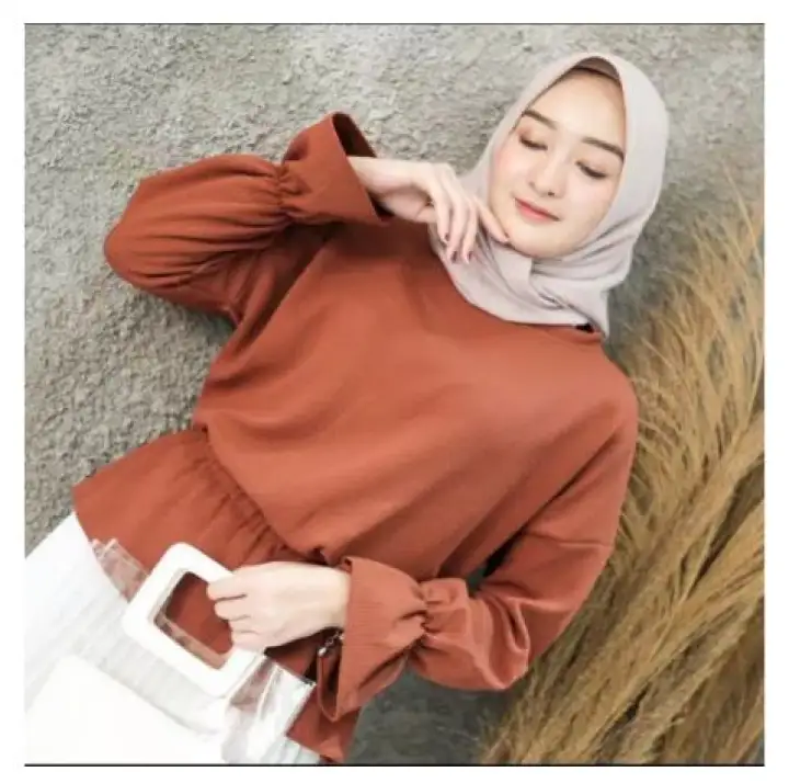 Simple Top Cod Blouse Lengan Panjang Blouse Panjang Blus Panjang Blus Murah Baju Wanita Bisa Cod