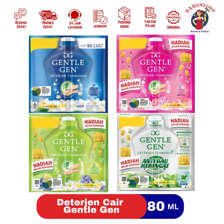 Detergen Cair Gentle Gen Morning Breeze / French Peony / Parisienne Garden / Anti Keringat Sachet 80 ml