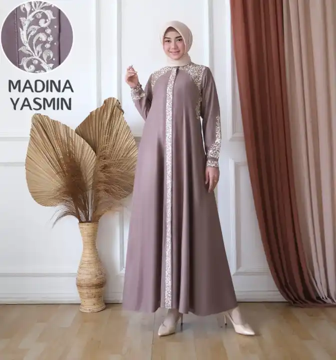 Gamis Madina Yasmin Full Bordir Model Terbaru 2021 Lazada Indonesia