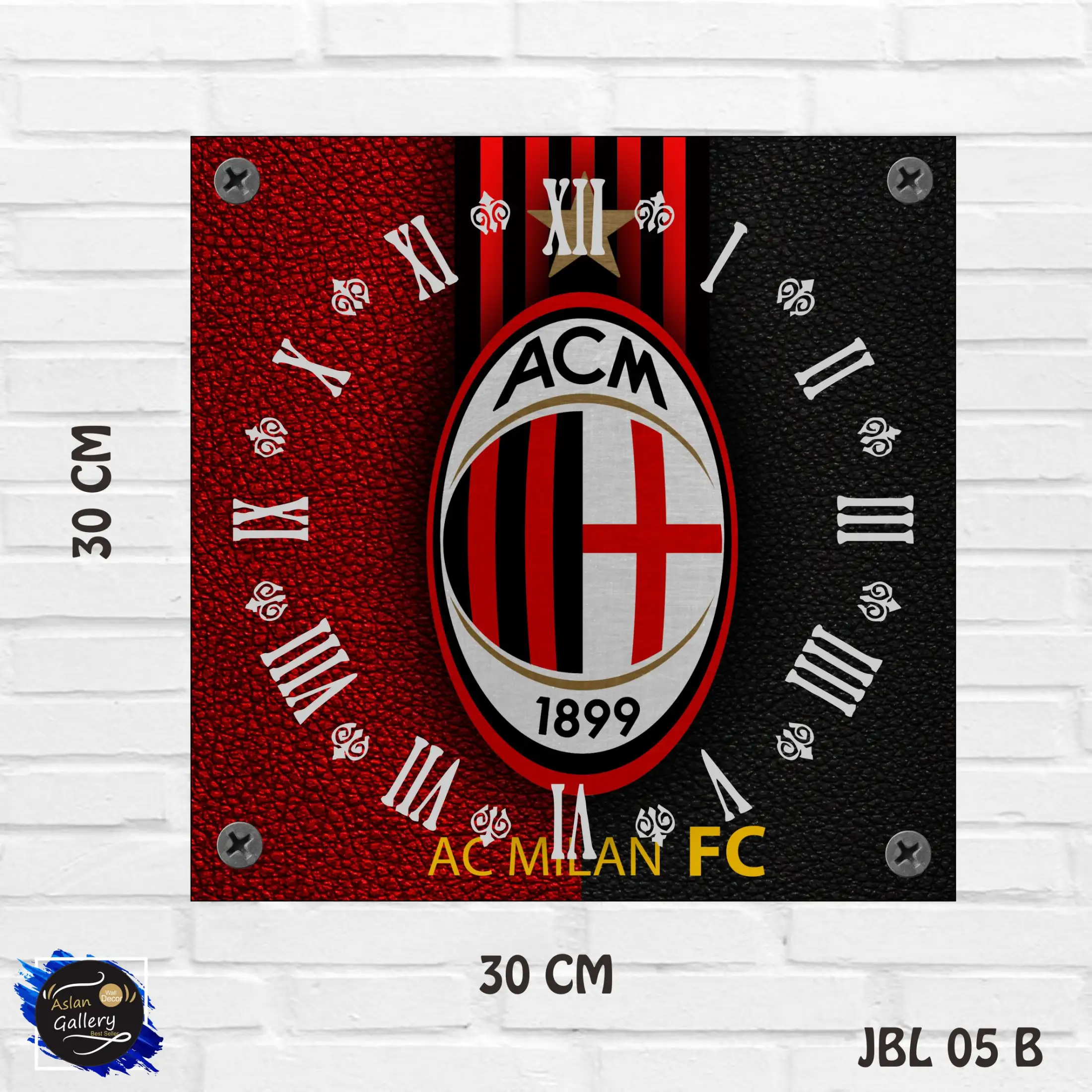 Jam Dinding Hiasan Dekorasi Rumah Pajangan Ruang Tamu Kamar Club Bola Ac Milan Jbl 05 Lazada Indonesia
